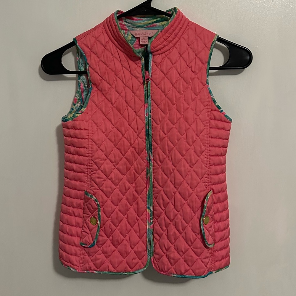 Girls Size Large 8/10 Lilly Pulitzer Flamingo Pink Vest 🦩🌸